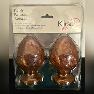 Kirsch-Oak Leaf Finials Walnut 2/Pack Fits 1 3/8" Drapery Rod
